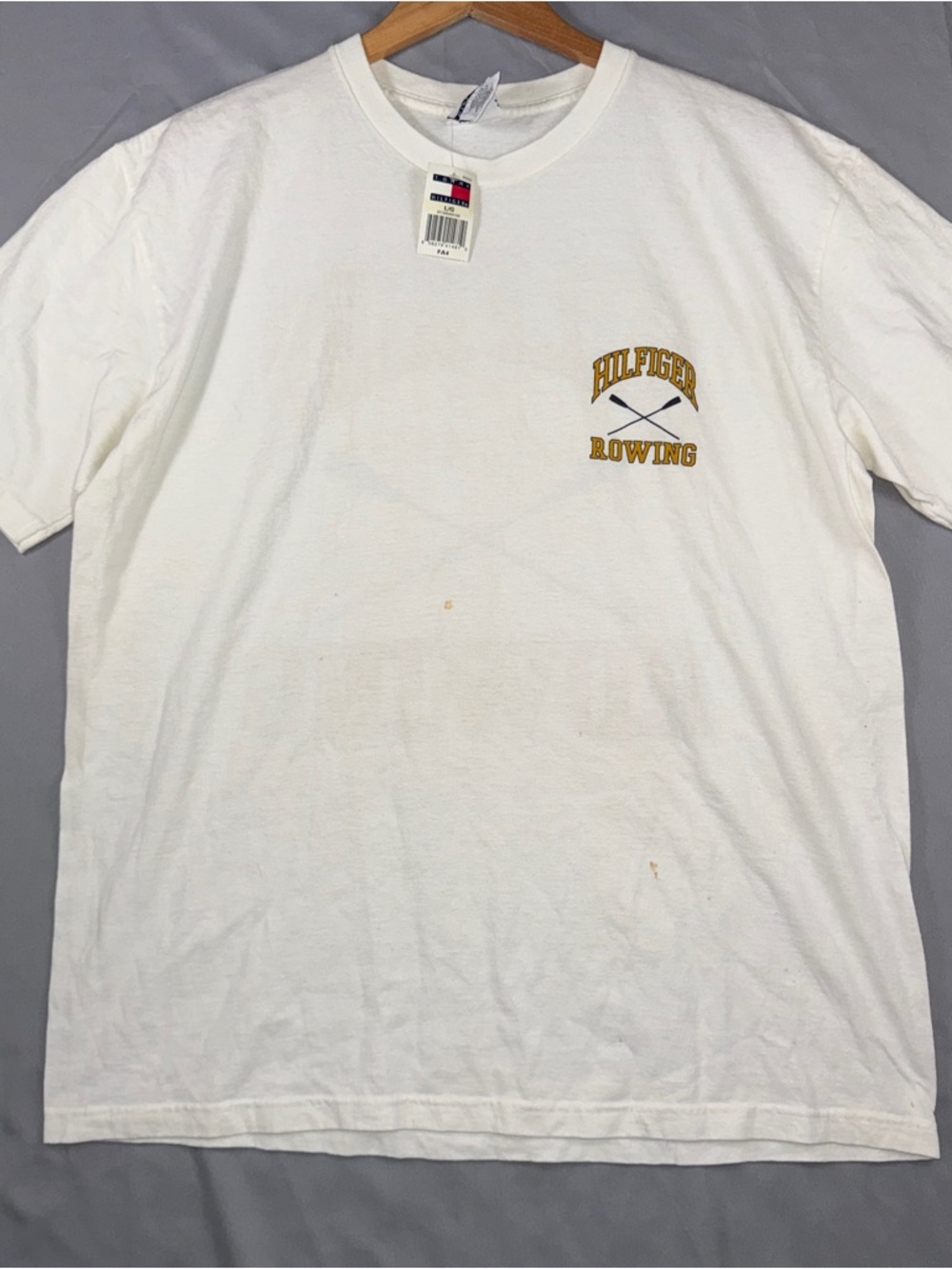 Vintage Tommy Hilfiger Shirt Mens Large White Rowing Oars Graphic Tee USA 90s